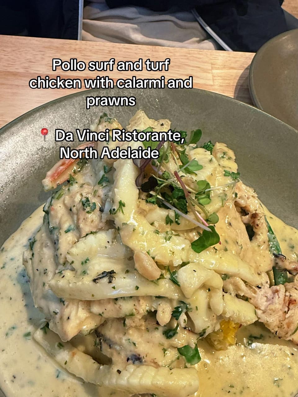 Pollo surf and turf pasta at Da Vinci Ristorante, North Adelaide