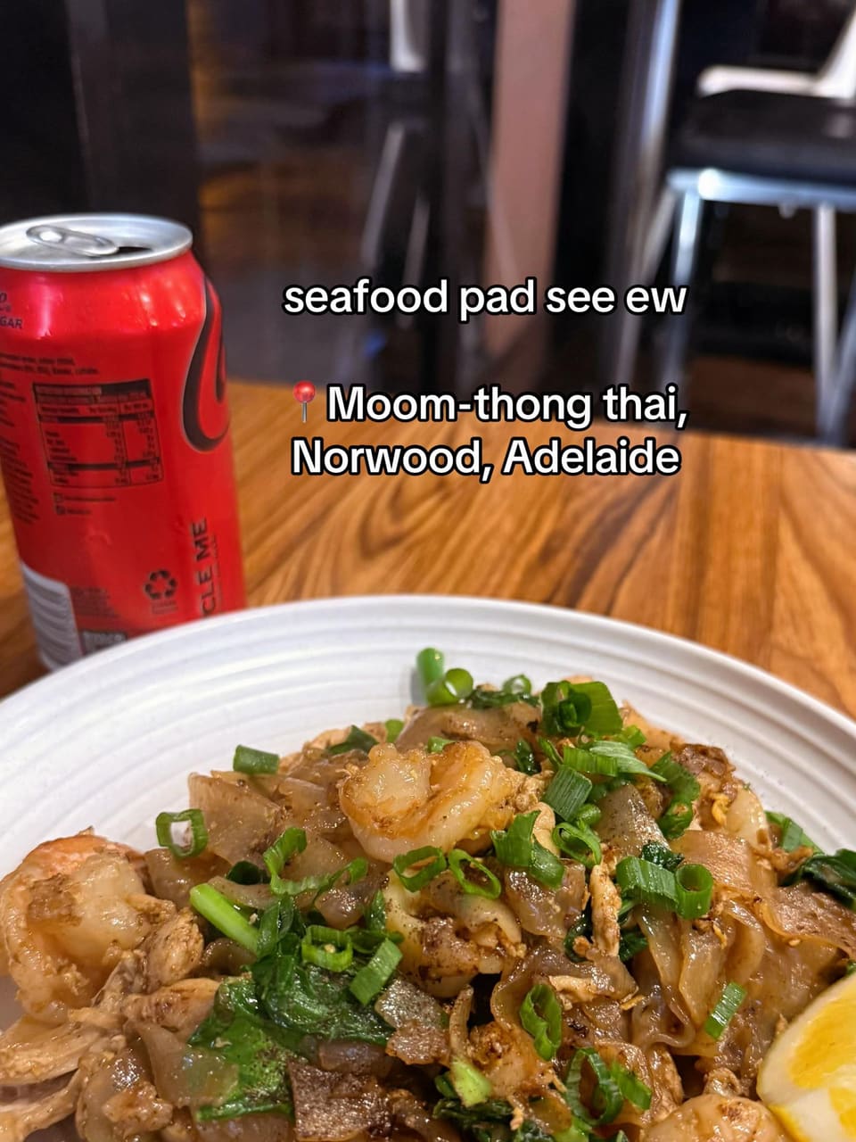 Seafood pad see ew at Moom Thong Thai, Norwood