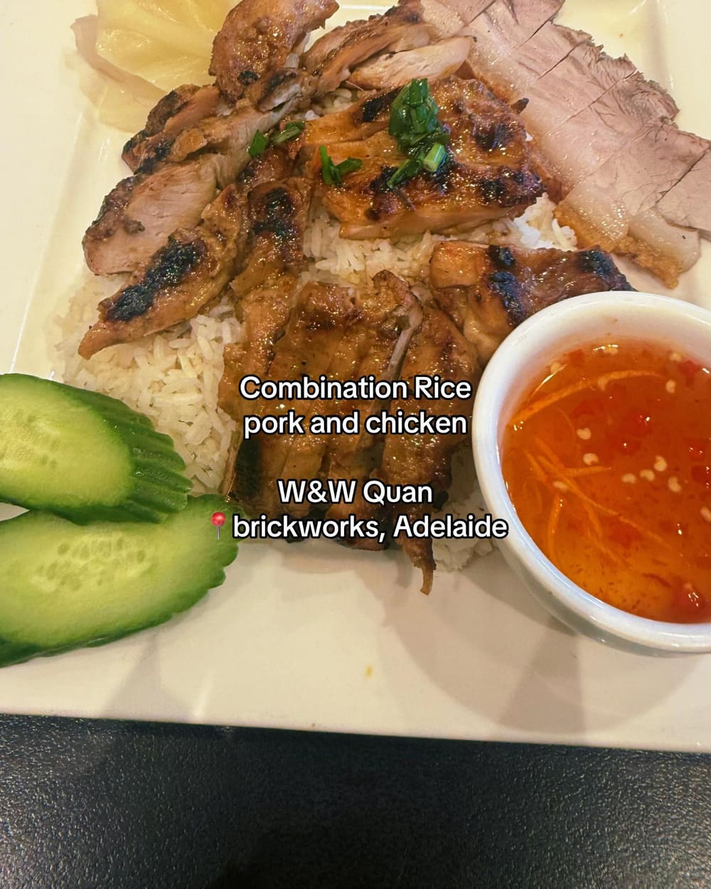 Combination rice with pork and chicken at W and W Quan, Brickworks
